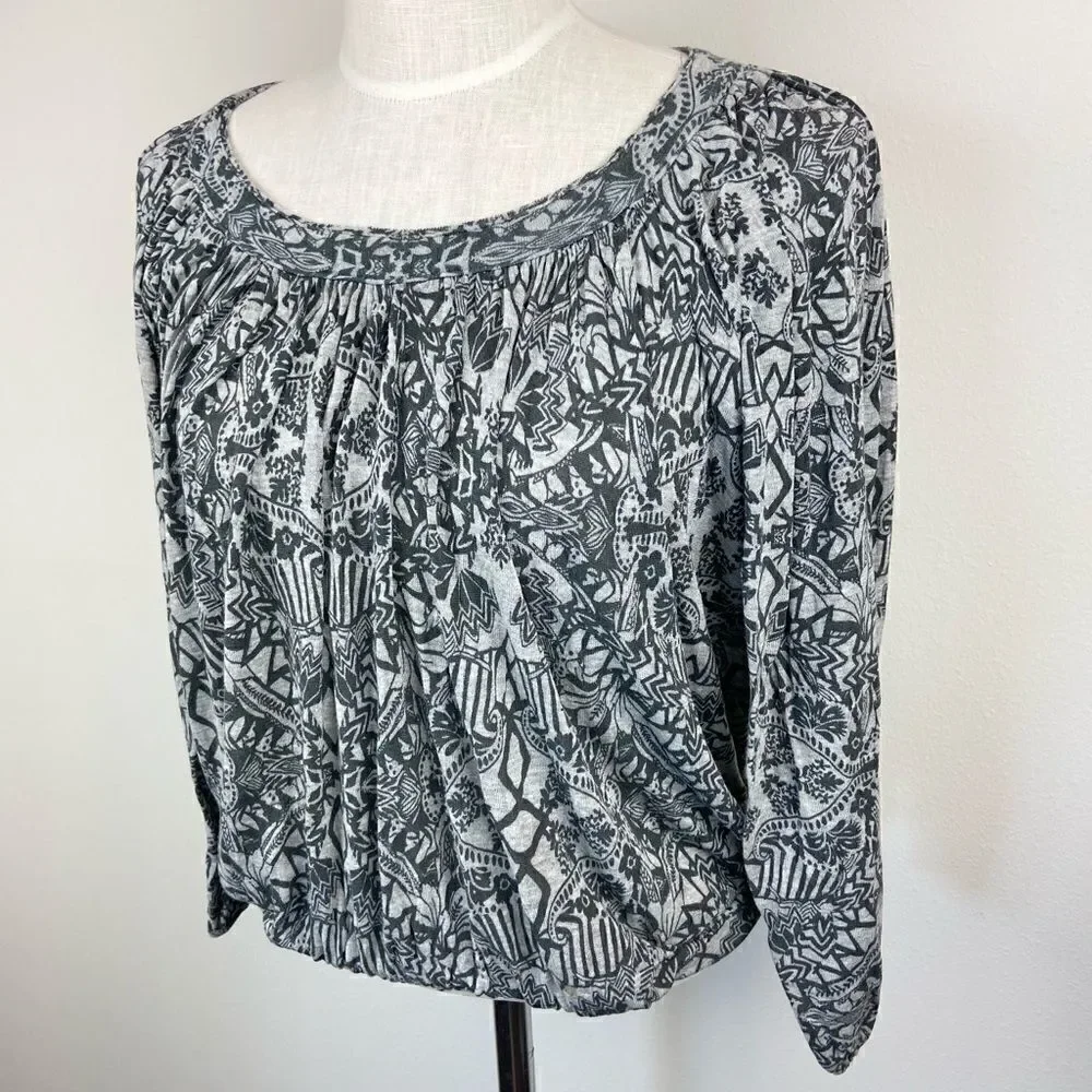 Free People Aztec Print Long Sleeve Top